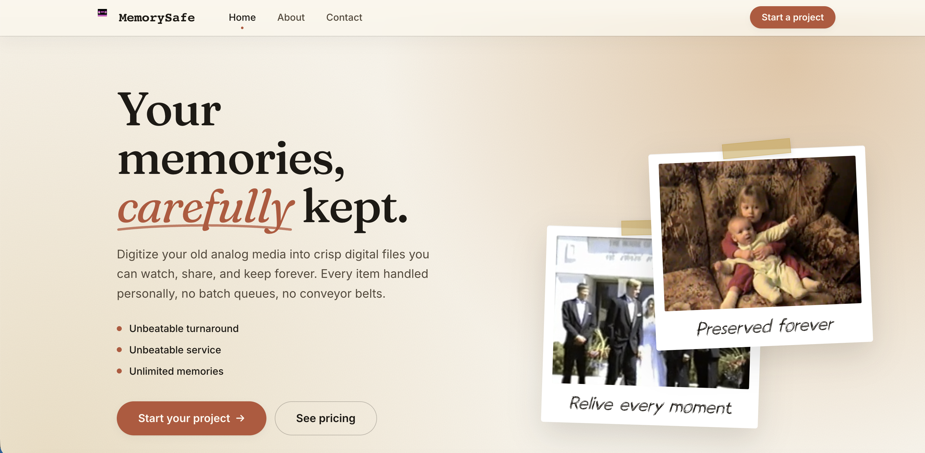 Screenshot of MemorySafe website